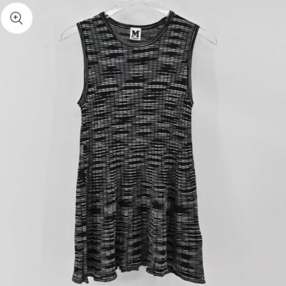 MISSONI Sz 46 NWT Marled Black & Cream Knit Tunic Wool